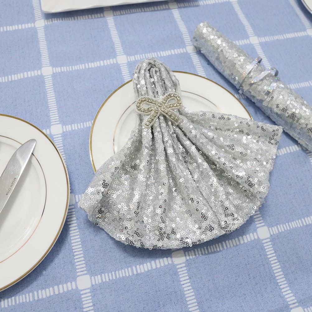 Silver Sequins Napkins - for Wedding Party 