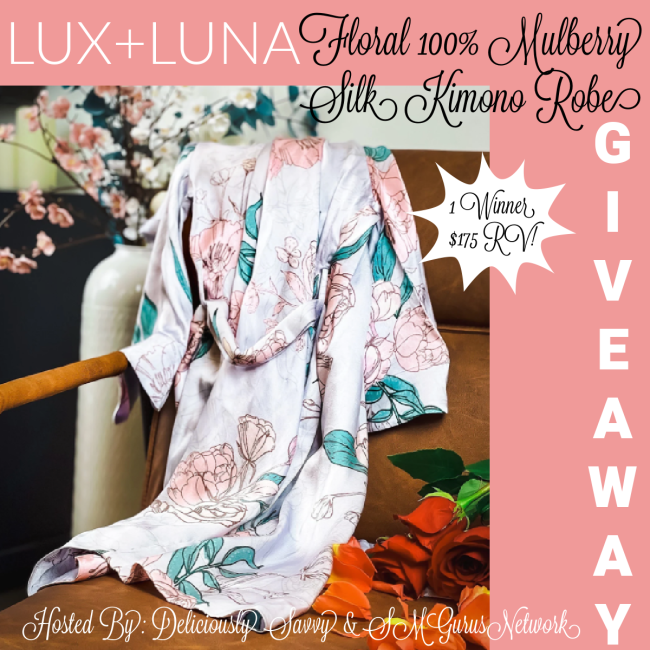 The LUX+LUNA Floral 100% Mulberry Silk Kimono Robe Giveaway