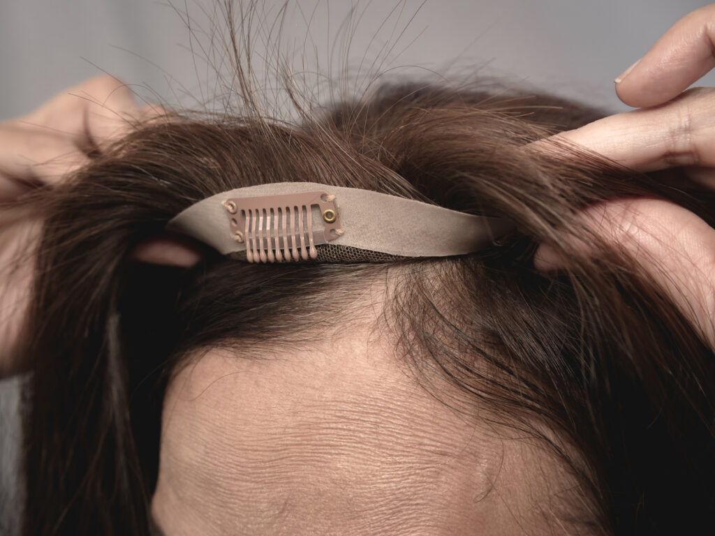 hair toppers shown as a wig clip