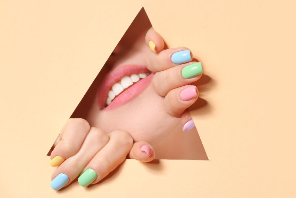 soft girl nails in pastel colors
