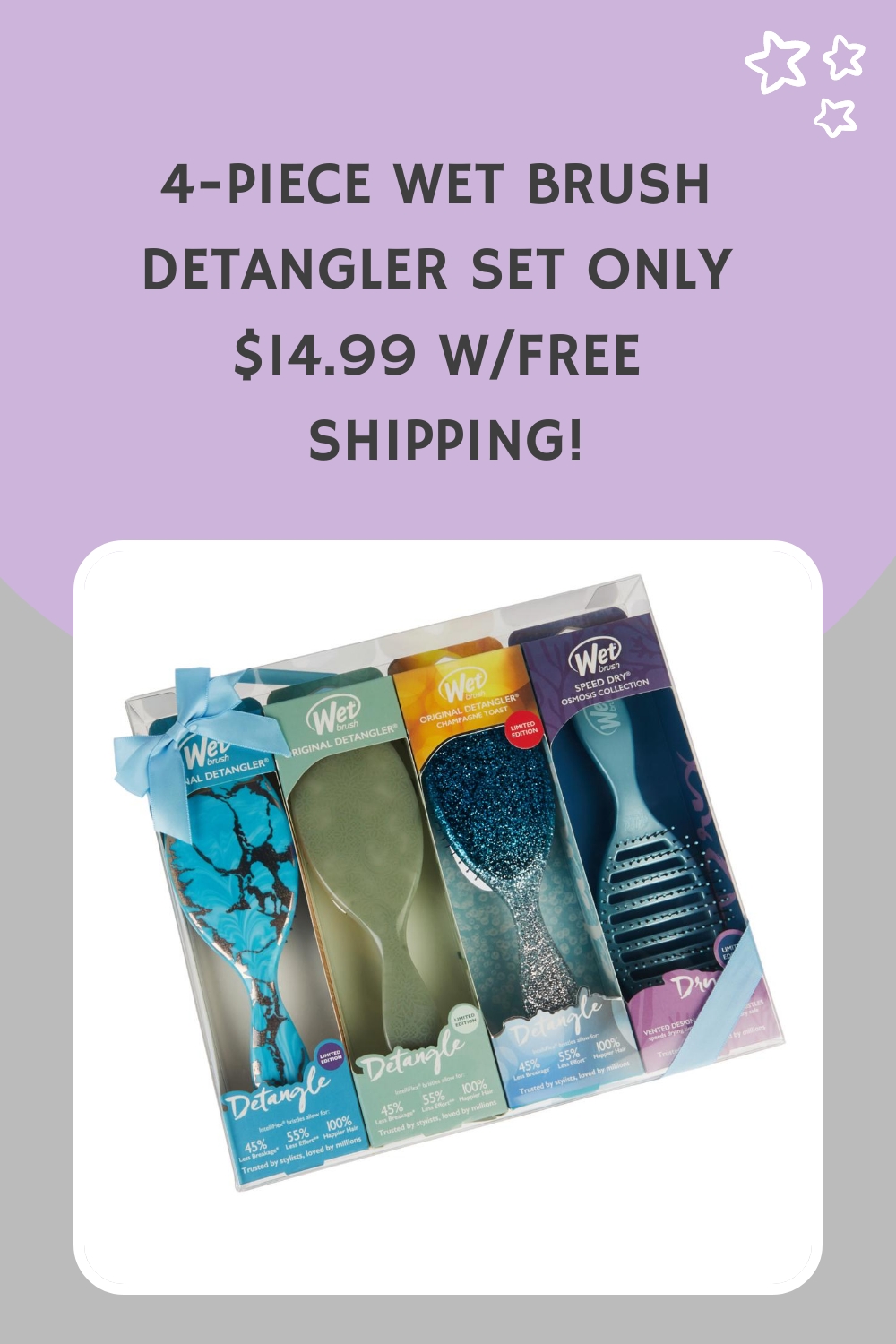 4-piece Wet Brush Detangler Set only $14.99 w/Free Shipping!