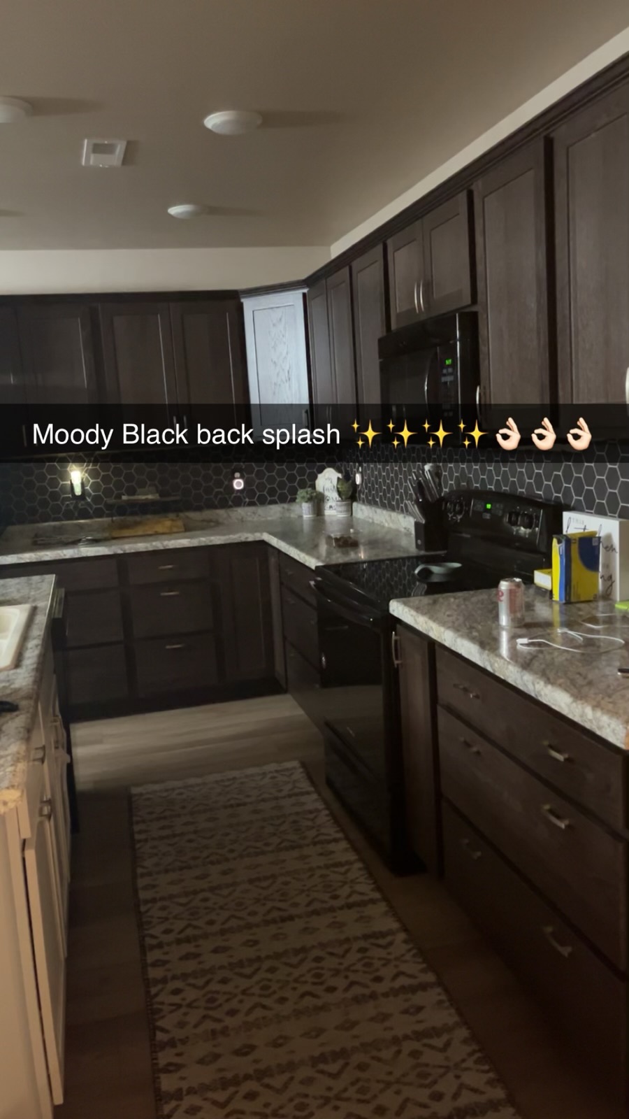 Moody Black Kitchen Backsplash