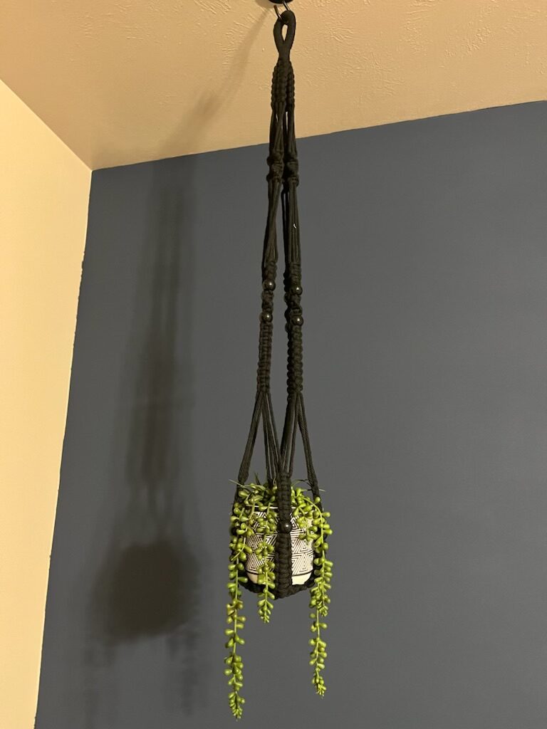 moody black macrame plant hanger