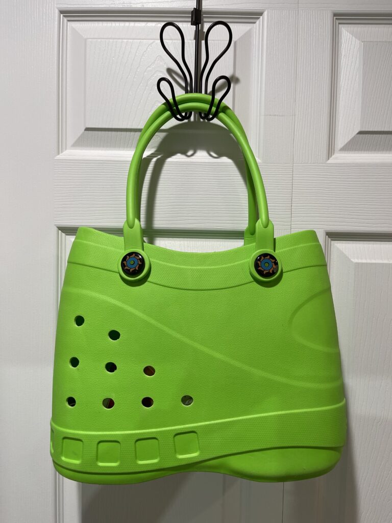 One of the Best Bogg Bag Dupes: Green Rubber Beach Bag