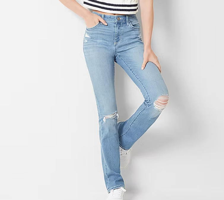 Arizona Ripped Womens Mid Rise Bootcut Jean